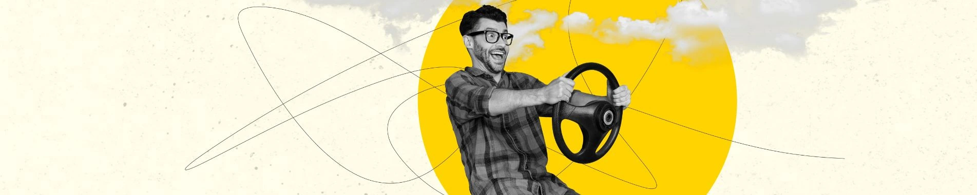 a person holding a steering wheel